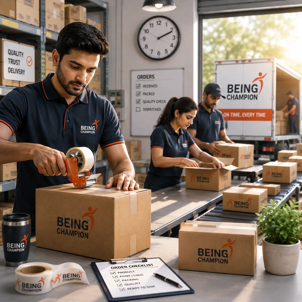 Being Champion quality-checked branded apparel for companies